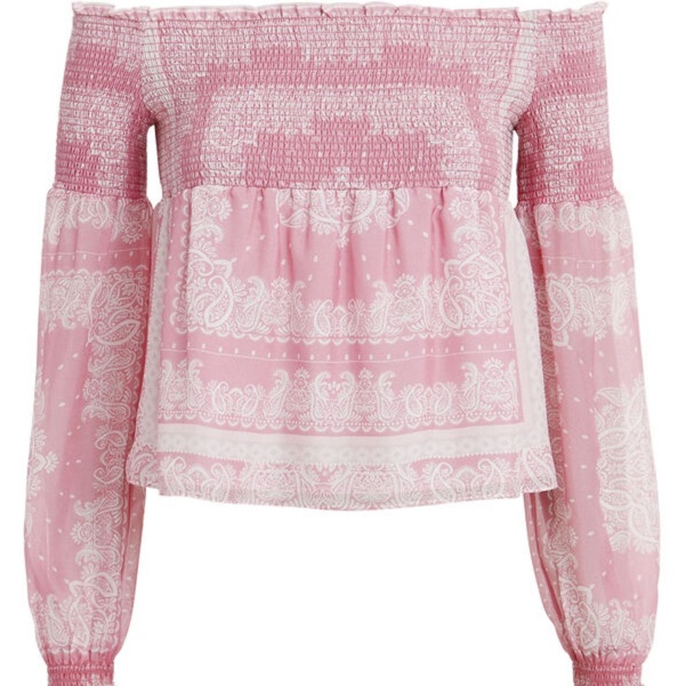 INTERMIX Penelope Paisley Off-the-Shoulder Top size M NWT